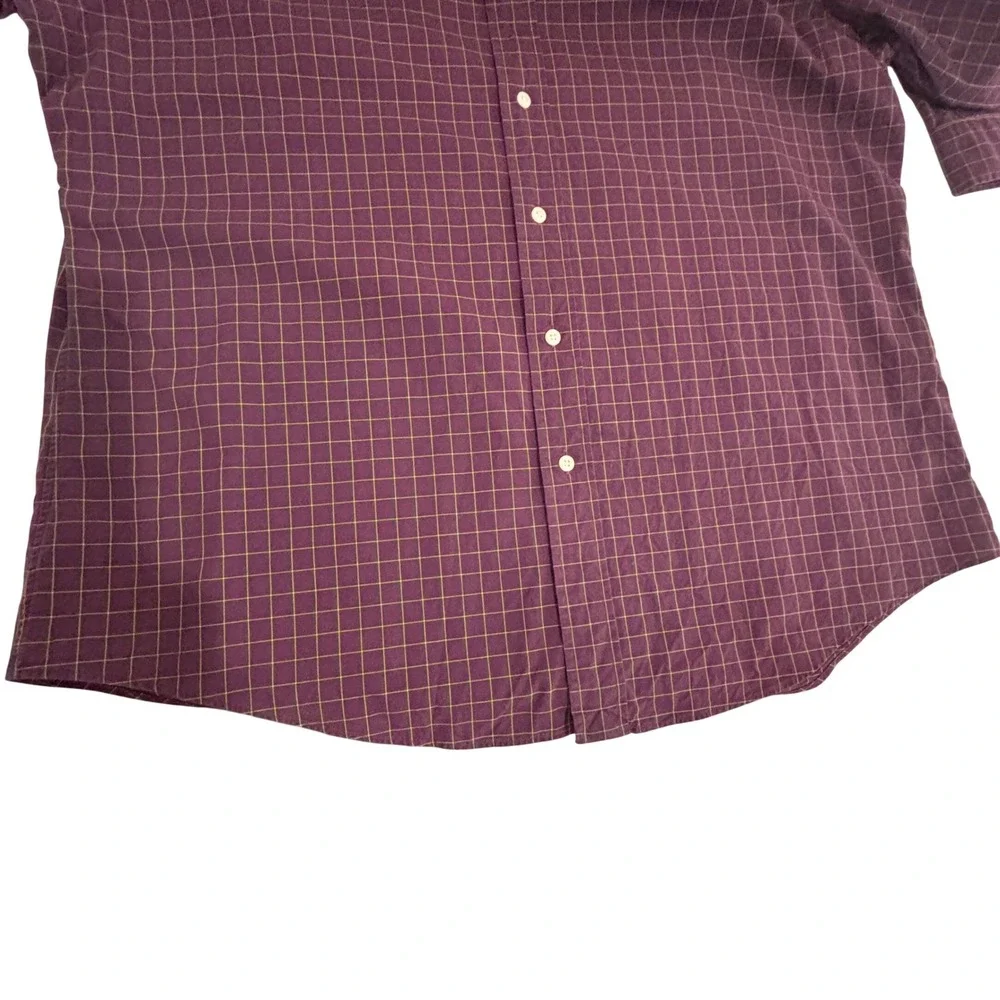 Ralph Lauren Button Down Shirt Mens XL Burgundy Check Custom Fit Two-Ply Cotton